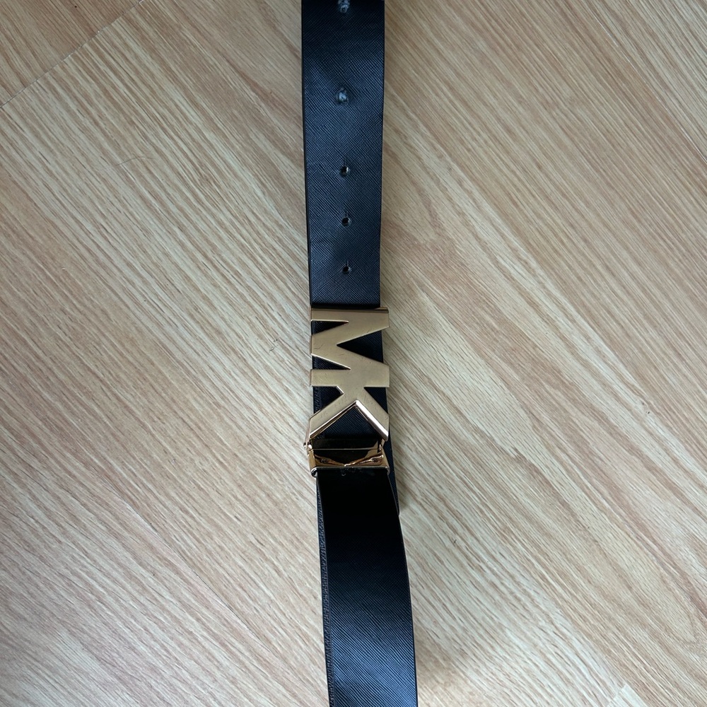 Reversible Michael Kors Black Belt with Gold Accent